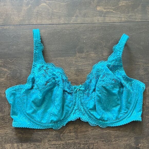 🌟 Barely breezies embroidered microfiber bra style A72247 turquoise Sz- 38D - Picture 9 of 9